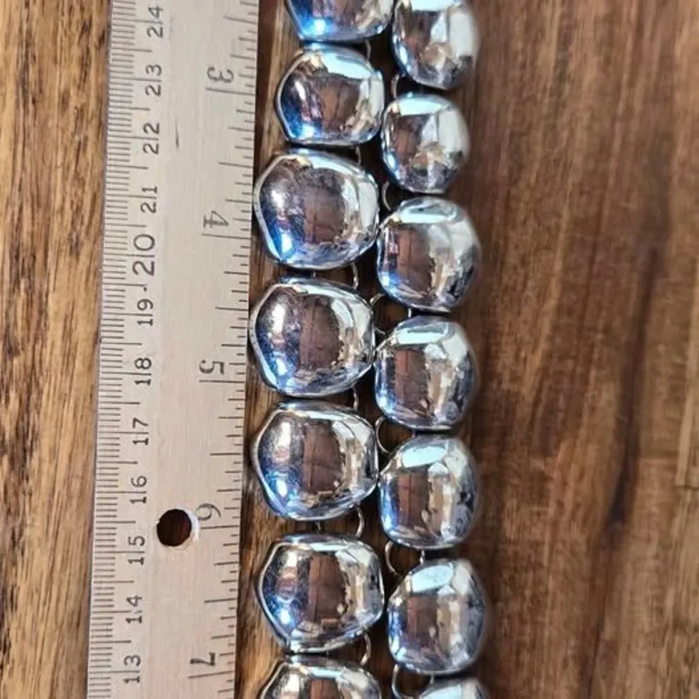 Time and Tru Silver Tone Nugget Statement Necklace Adjustable Chunky 18-21